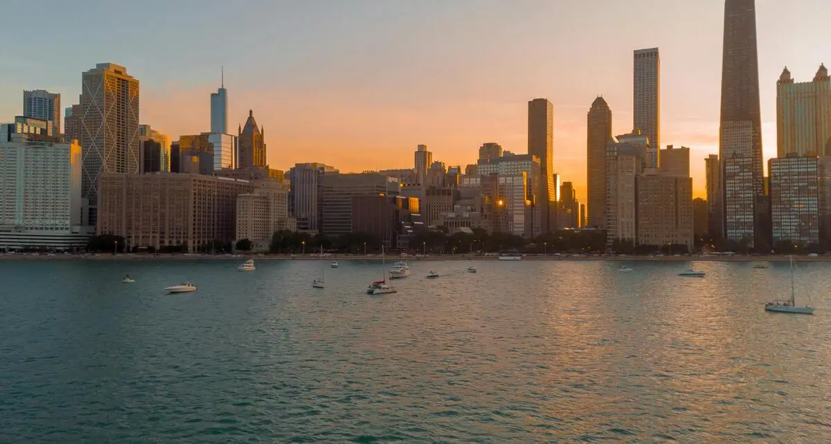 Chicago skyline view from Lake Michigan — AJ Prestige drives you here in style 